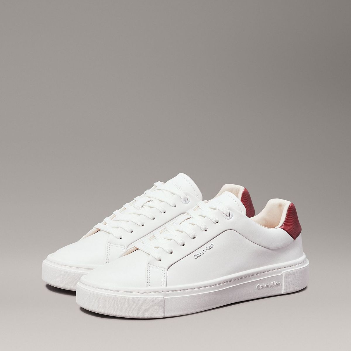 CALVIN KLEIN - Zapatillas de Cuero Cupsole Lace Up Blanco Calvin Klein