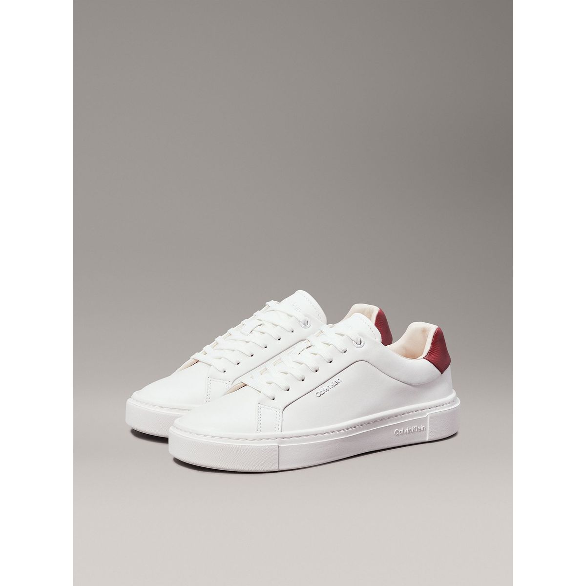 CALVIN KLEIN - Zapatillas de Cuero Cupsole Lace Up Blanco Calvin Klein