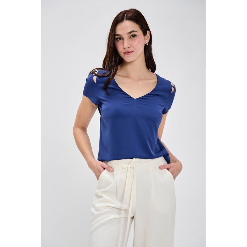IO - Blusa Lisa Casual Azul iO