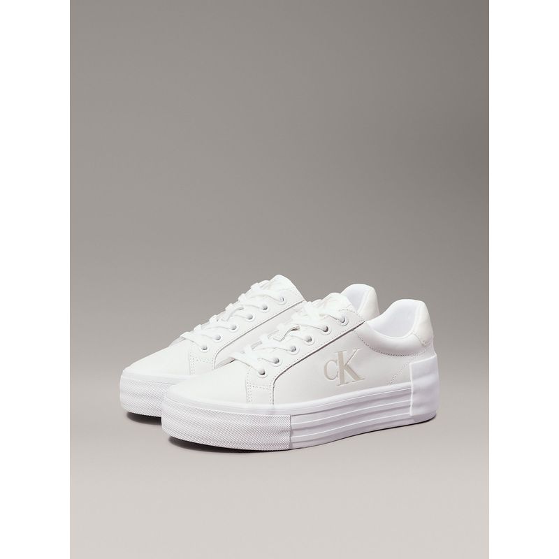 CALVIN KLEIN - Zapatillas de Cuero Vulc Flatform Blanco Calvin Klein