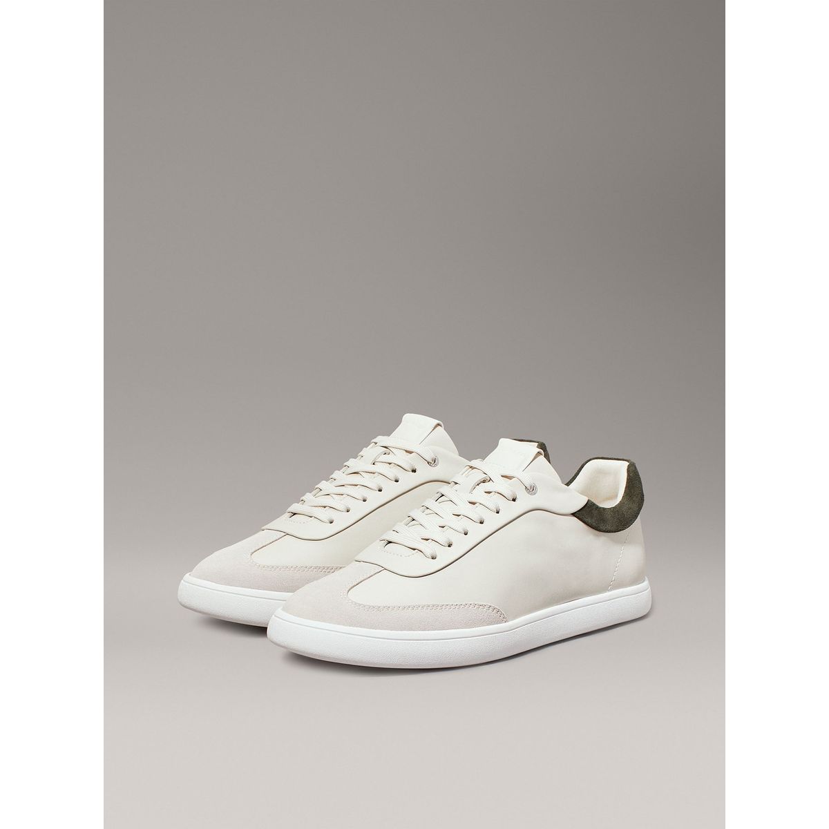 CALVIN KLEIN - Zapatillas de Cuero Cupsole Lace Mix Beige Calvin Klein