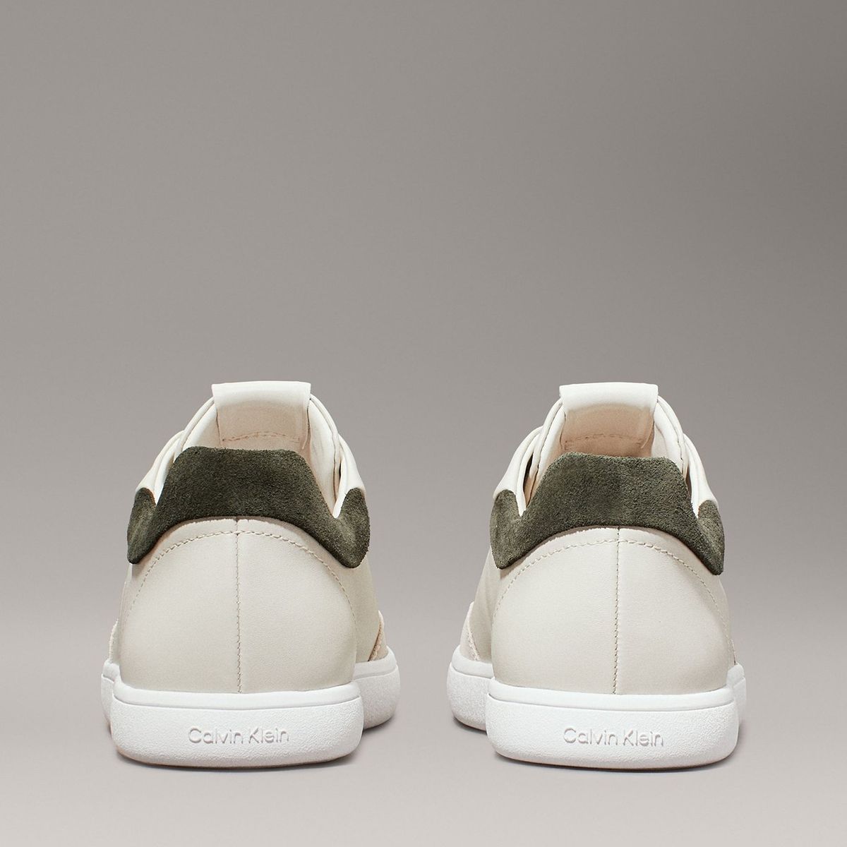 CALVIN KLEIN - Zapatillas de Cuero Cupsole Lace Mix Beige Calvin Klein