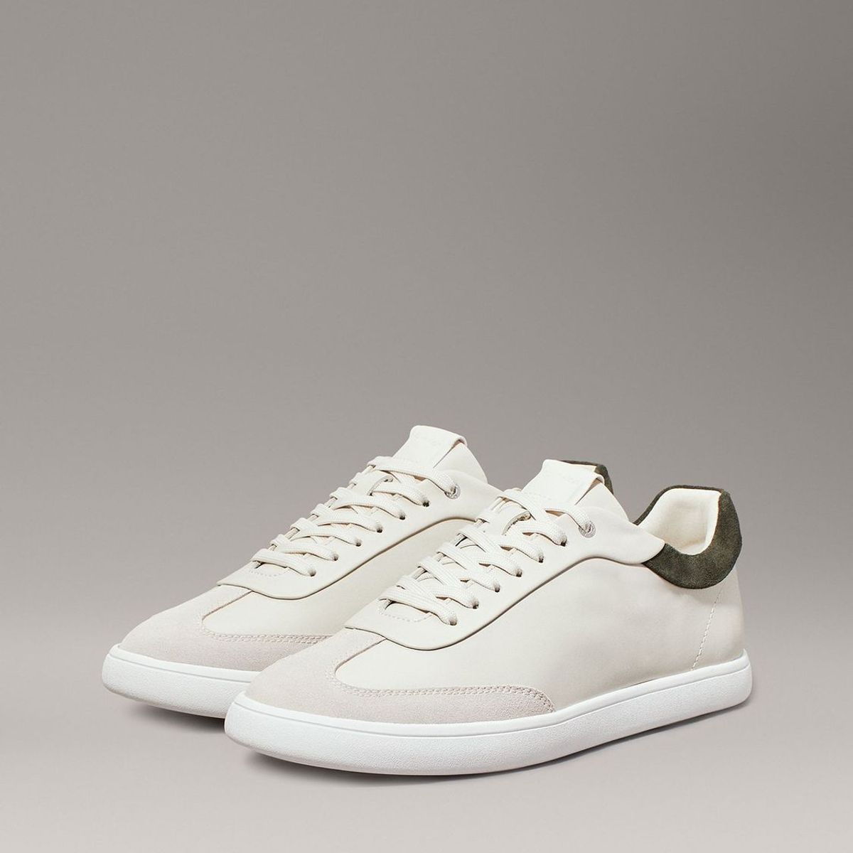 CALVIN KLEIN - Zapatillas de Cuero Cupsole Lace Mix Beige Calvin Klein
