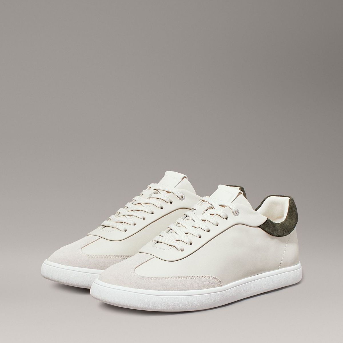 CALVIN KLEIN - Zapatillas de Cuero Cupsole Lace Mix Beige Calvin Klein