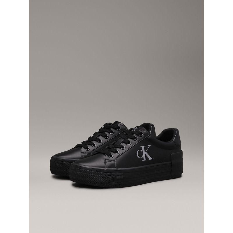 CALVIN KLEIN - Zapatillas de Cuero Vulc Flatform Negro Calvin Klein