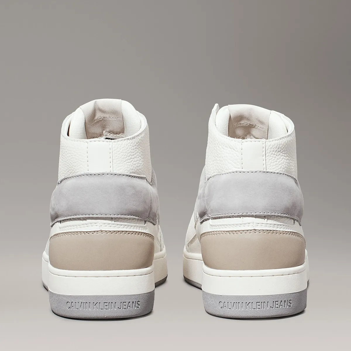 CALVIN KLEIN - Zapatillas de Cuero Basket Cup Mid Blanco Calvin Klein