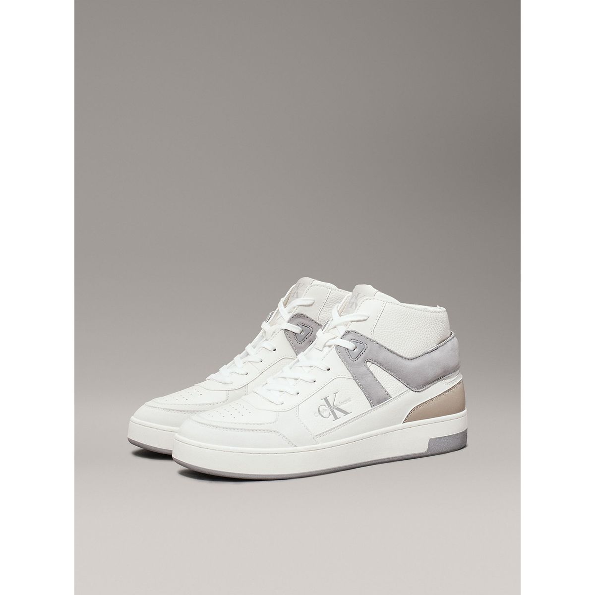 CALVIN KLEIN - Zapatillas de Cuero Basket Cup Mid Blanco Calvin Klein