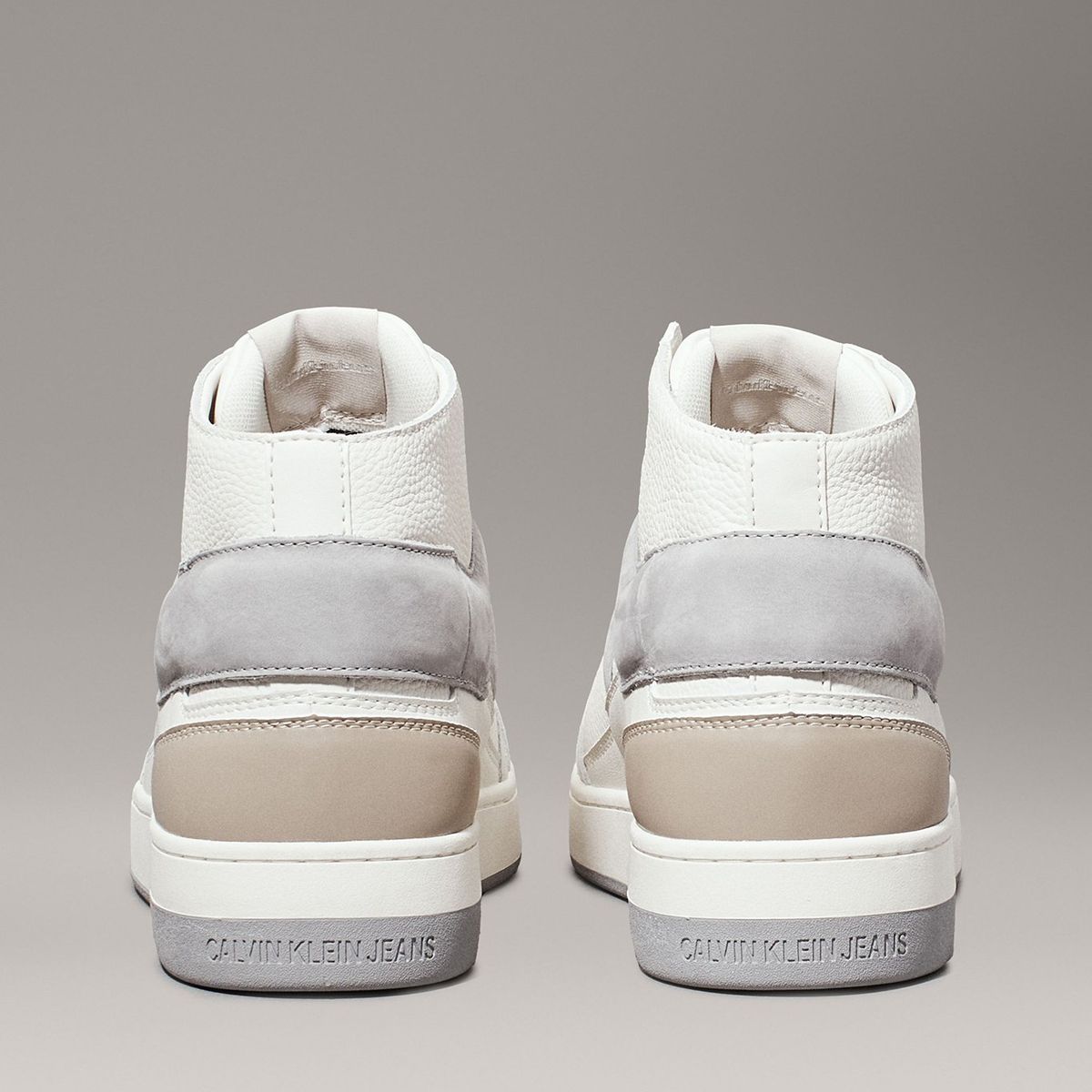 CALVIN KLEIN - Zapatillas de Cuero Basket Cup Mid Blanco Calvin Klein