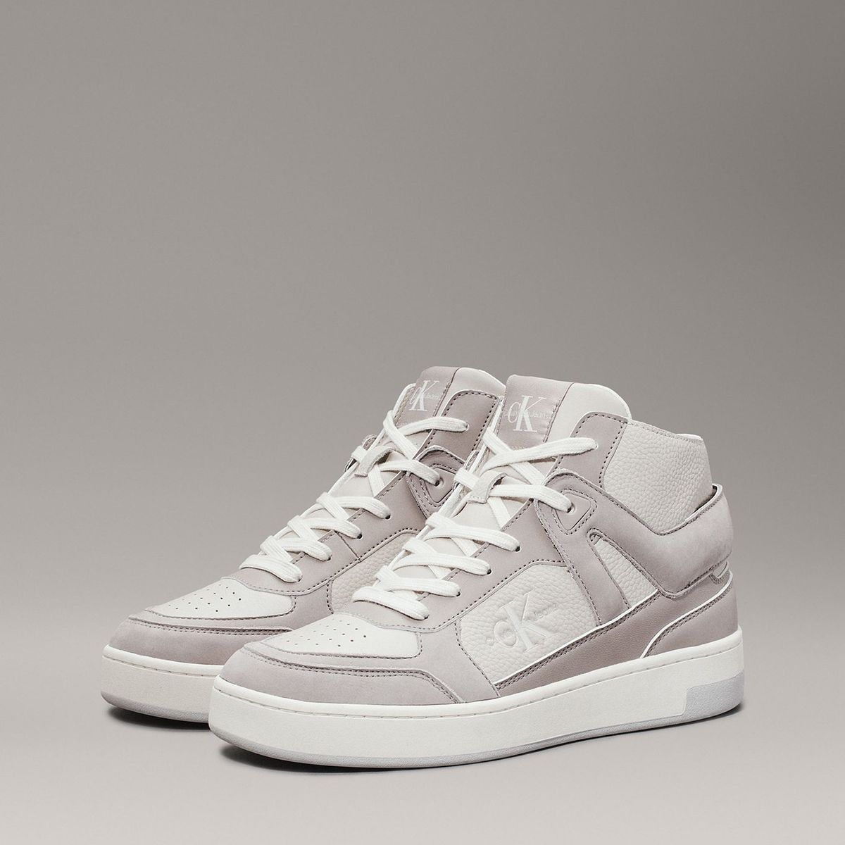 CALVIN KLEIN - Zapatillas de Cuero Basket Cupsole Mid Gris Calvin Klein