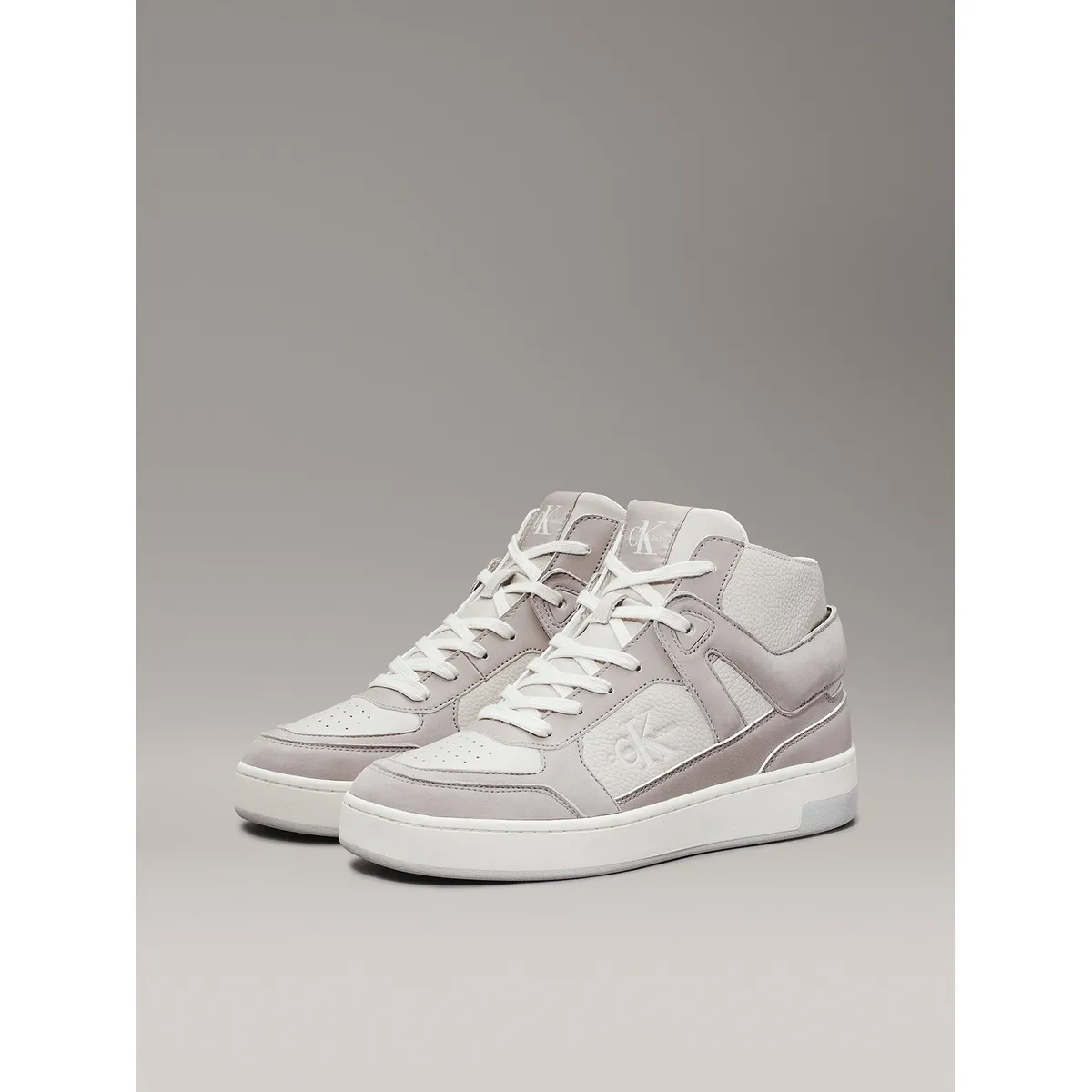 CALVIN KLEIN - Zapatillas de Cuero Basket Cupsole Mid Gris Calvin Klein