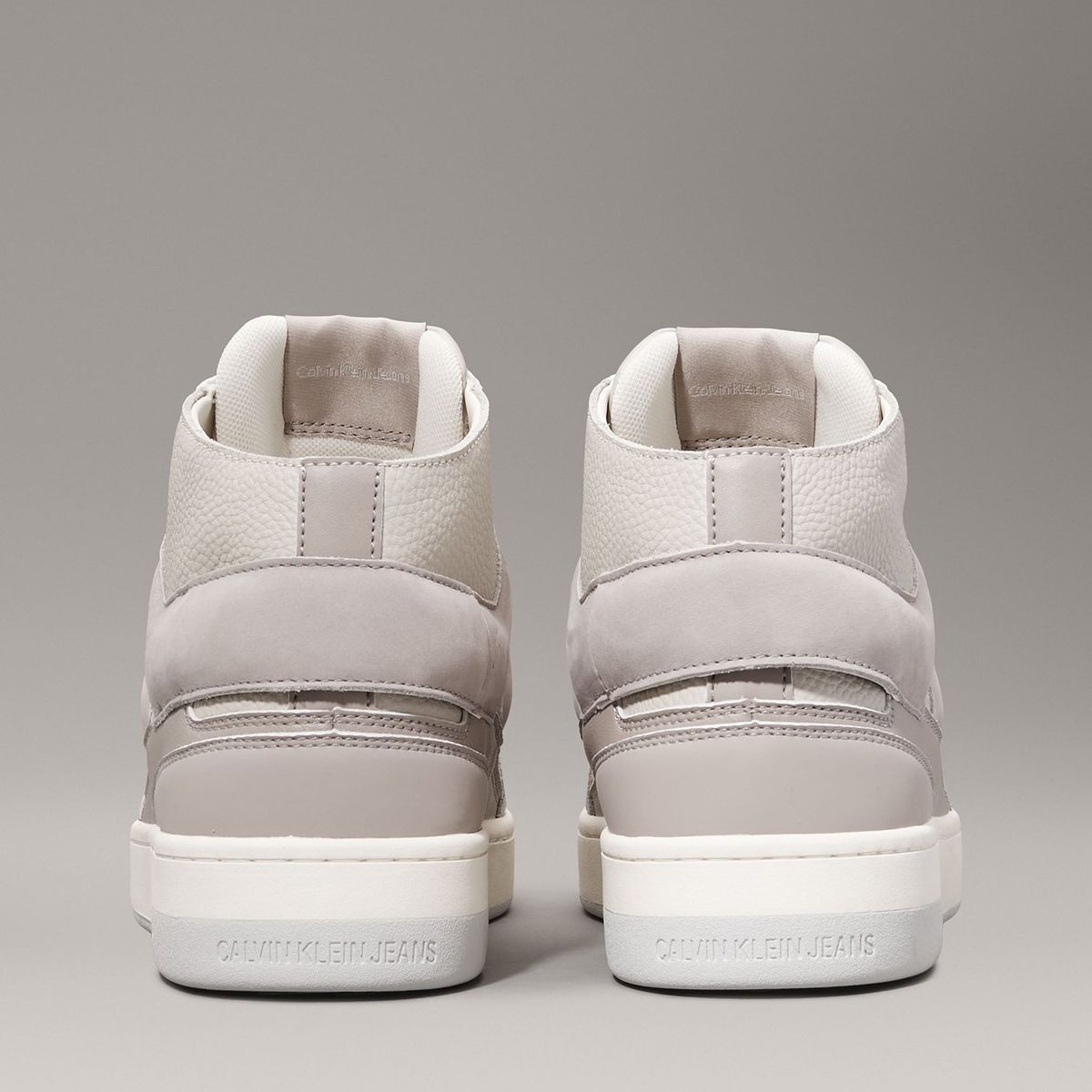 CALVIN KLEIN - Zapatillas de Cuero Basket Cupsole Mid Gris Calvin Klein