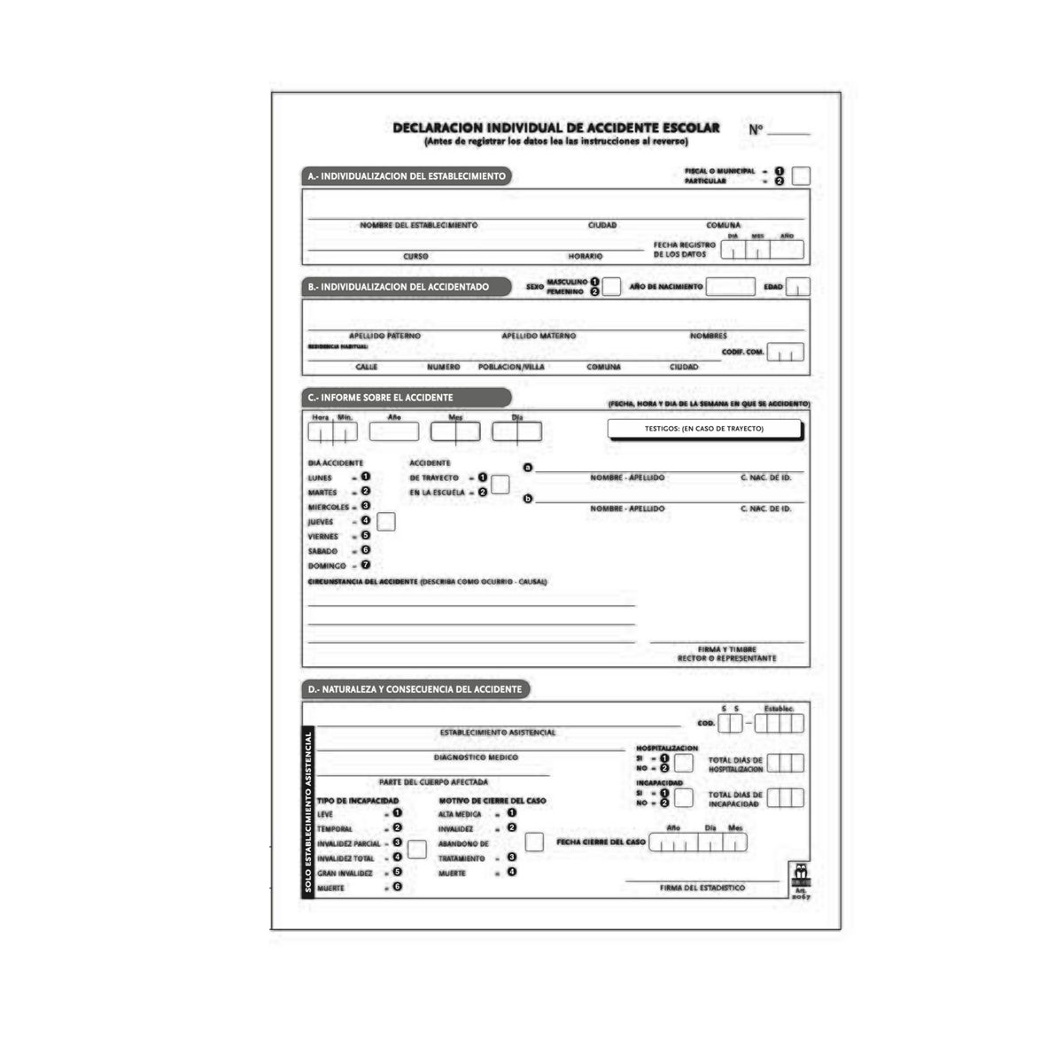 GENERICO - Declaracion Accidente Escolar 5°copia Autocopiado Buho