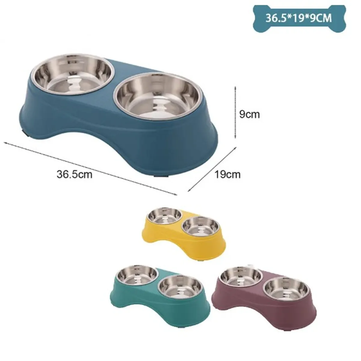 GENERICO - Plato Doble Metálico Para Mascotas Aleatorio 365199Cm