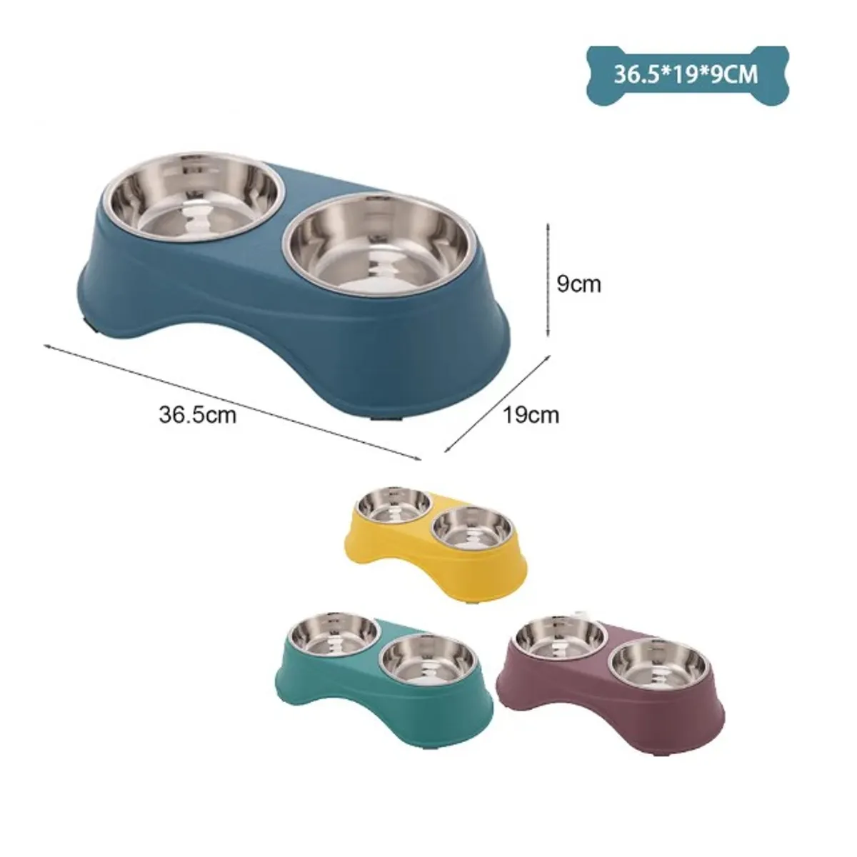 GENERICO - Plato Doble Metálico Para Mascotas Aleatorio 365199Cm