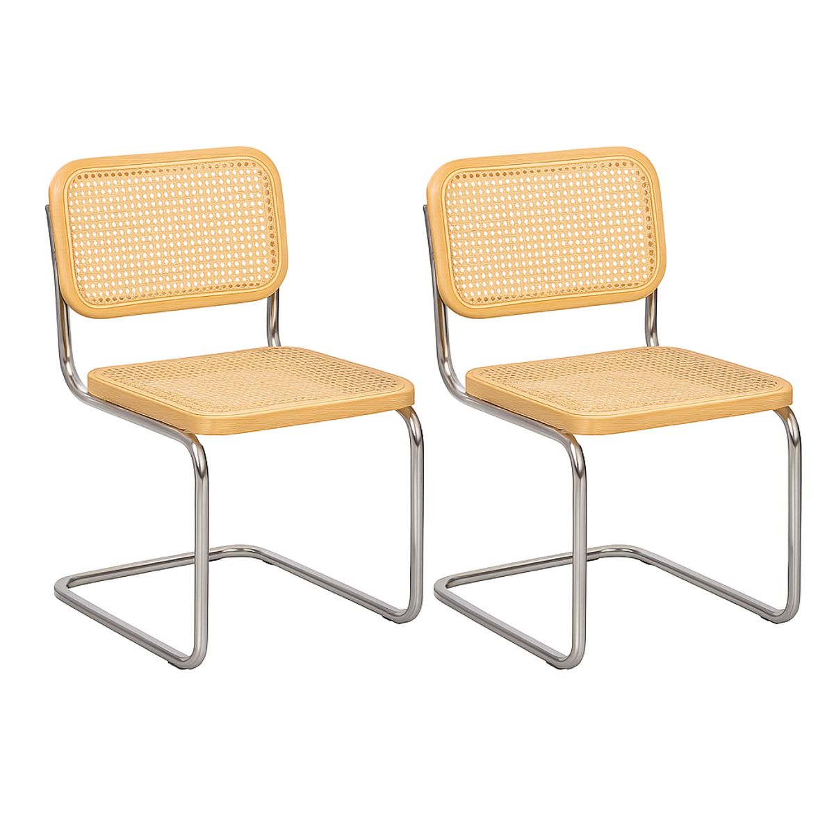 MOBOI - Pack 2 Sillas Breuer Natural Madera y Ratán