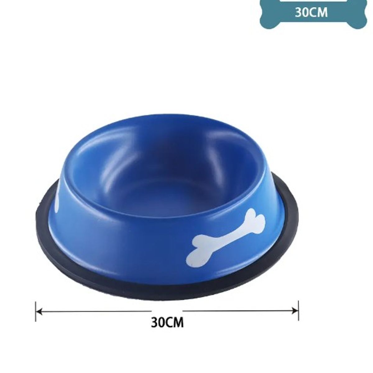 GENERICO - Plato Metálico Para Mascotas Azul Marino 30Cm