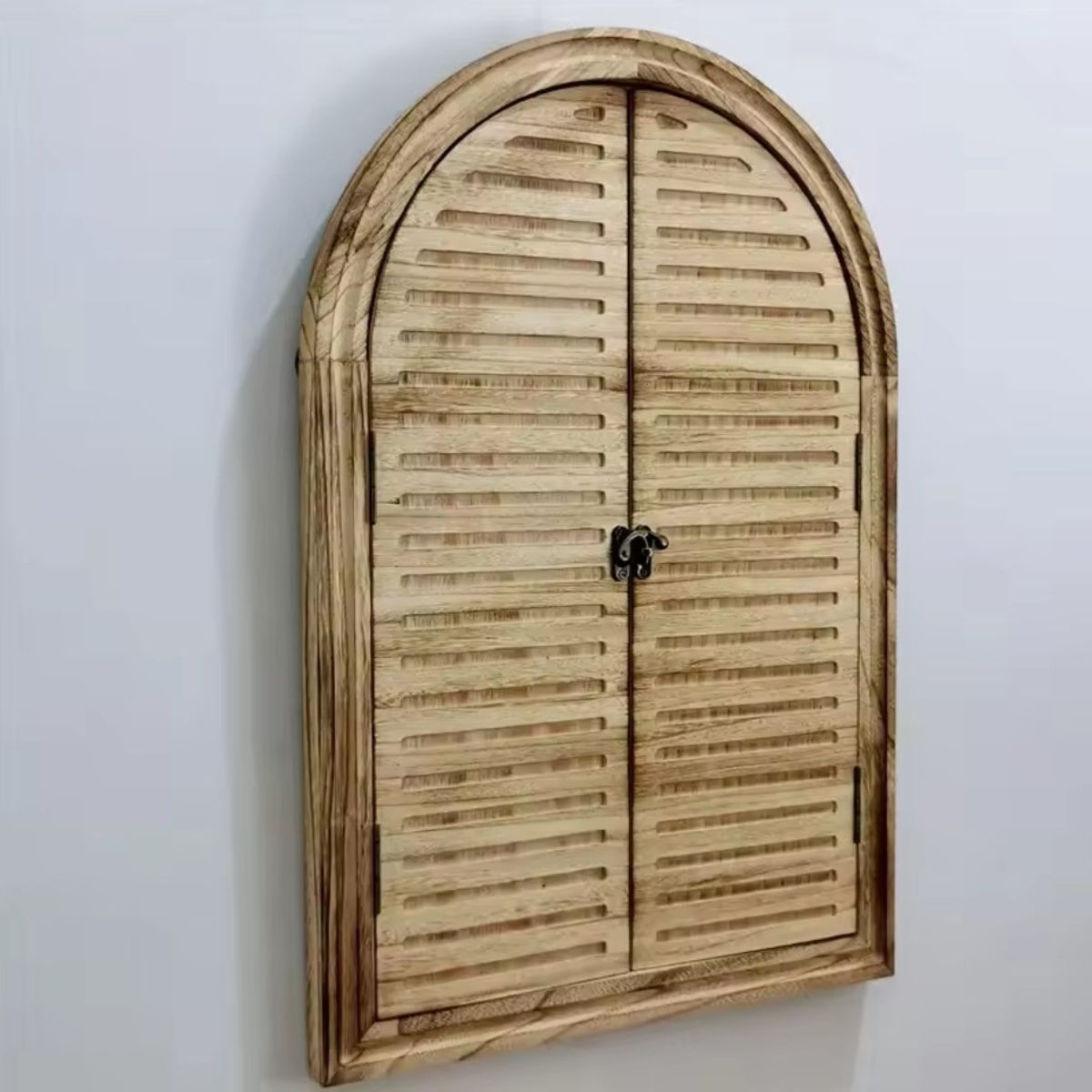 GENERICO - ESPEJO PARED OVALADO MADERA CON POSTIGOS COLOR CAFE