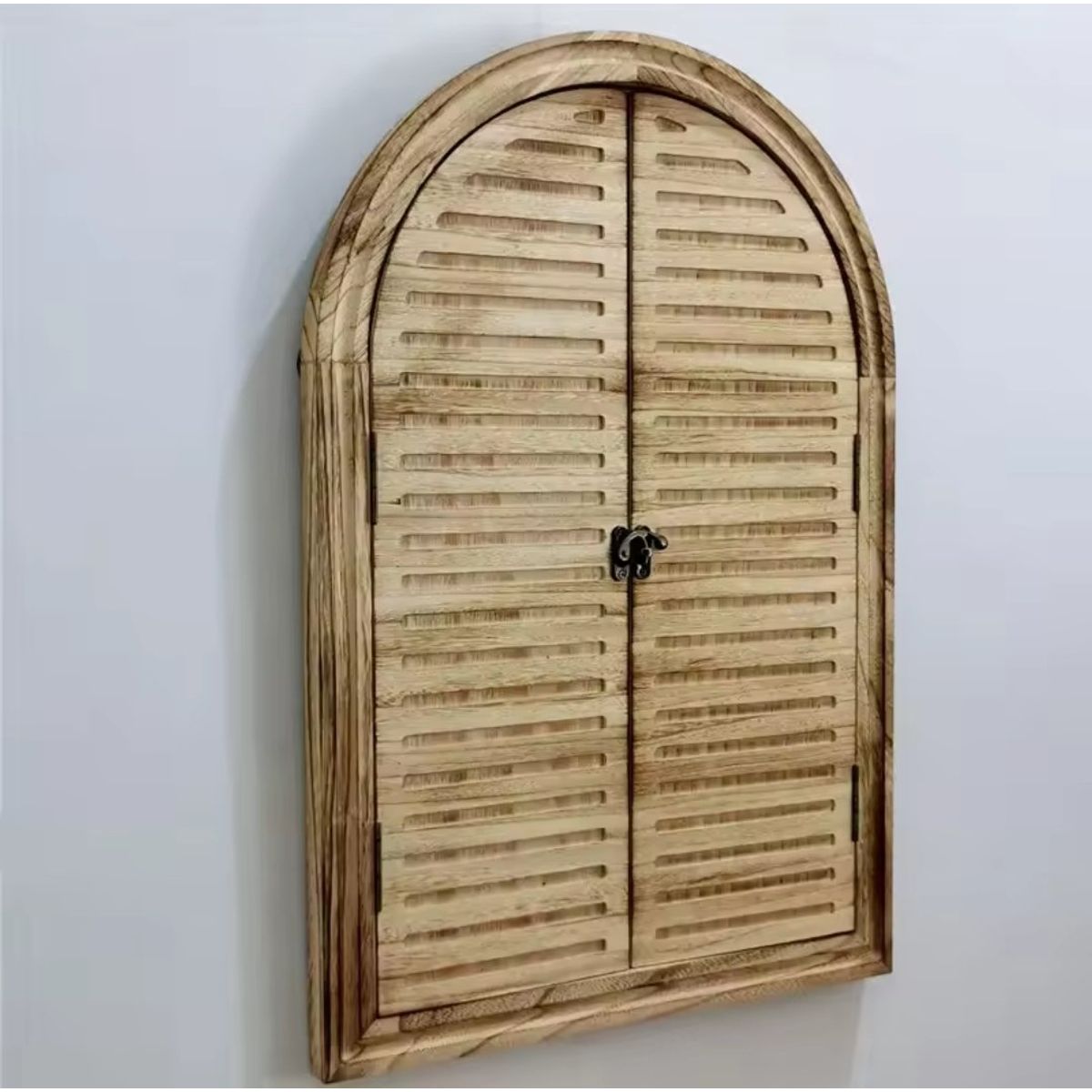 GENERICO - ESPEJO PARED OVALADO MADERA CON POSTIGOS COLOR CAFE