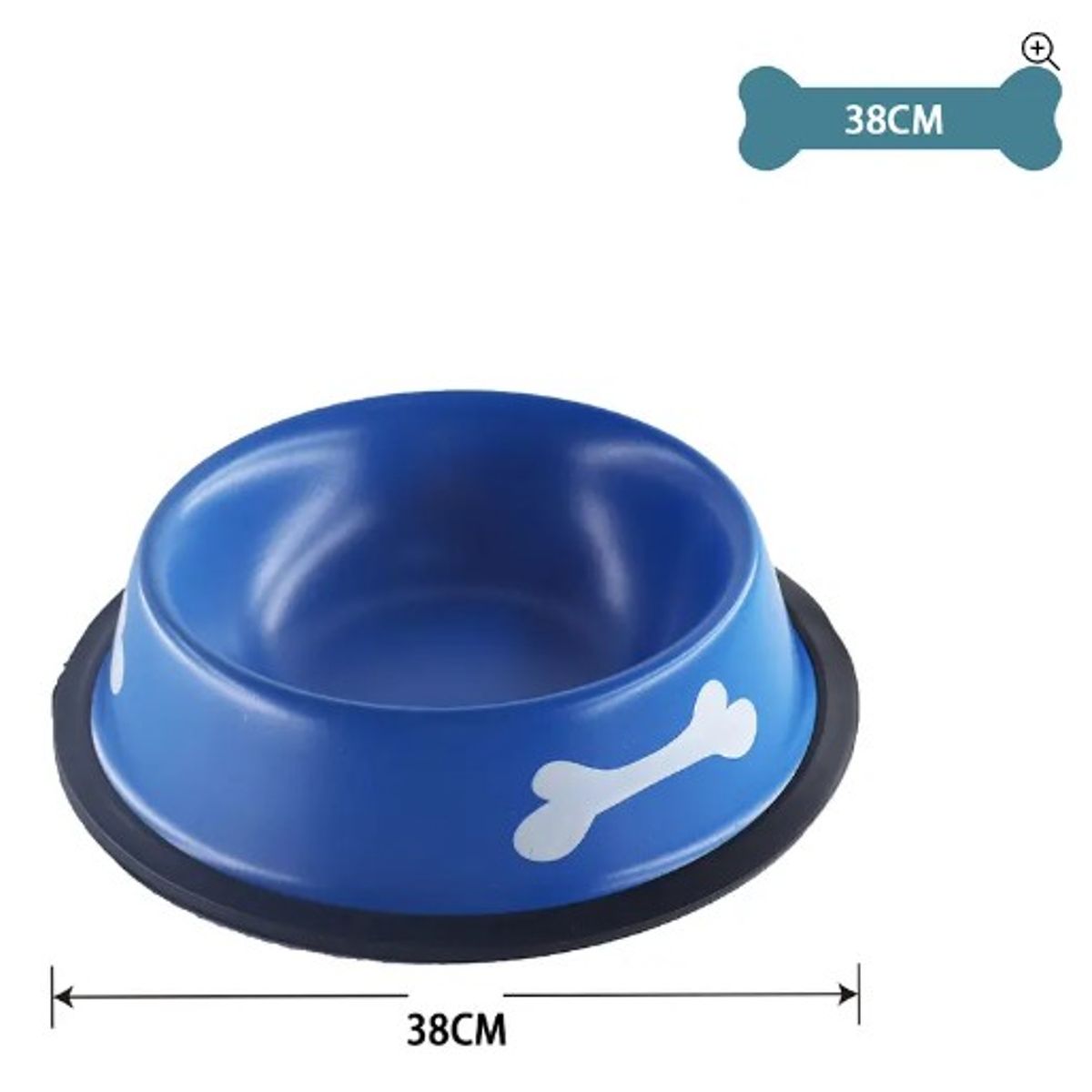 GENERICO - Plato Metálico Para Mascotas Azul Marino 38Cm