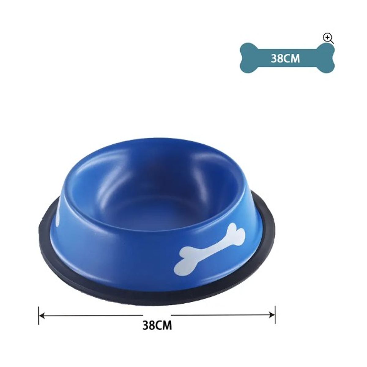 GENERICO - Plato Metálico Para Mascotas Azul Marino 38Cm