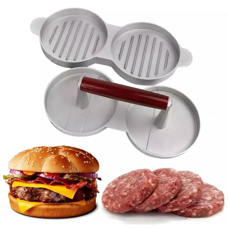 GENERICO - Molde Doble Para Hamburguesas Prensa Doble Smash Burger Color Gris
