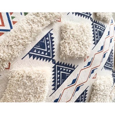 Imagen 2 del producto Funda Para Cojín Boho Lino Bordado Azul 45x45 Cm