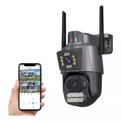 GENERICO - Cámara Domo Negra Wifi Doble Lente Full Hd Con Alarma Seguimiento
