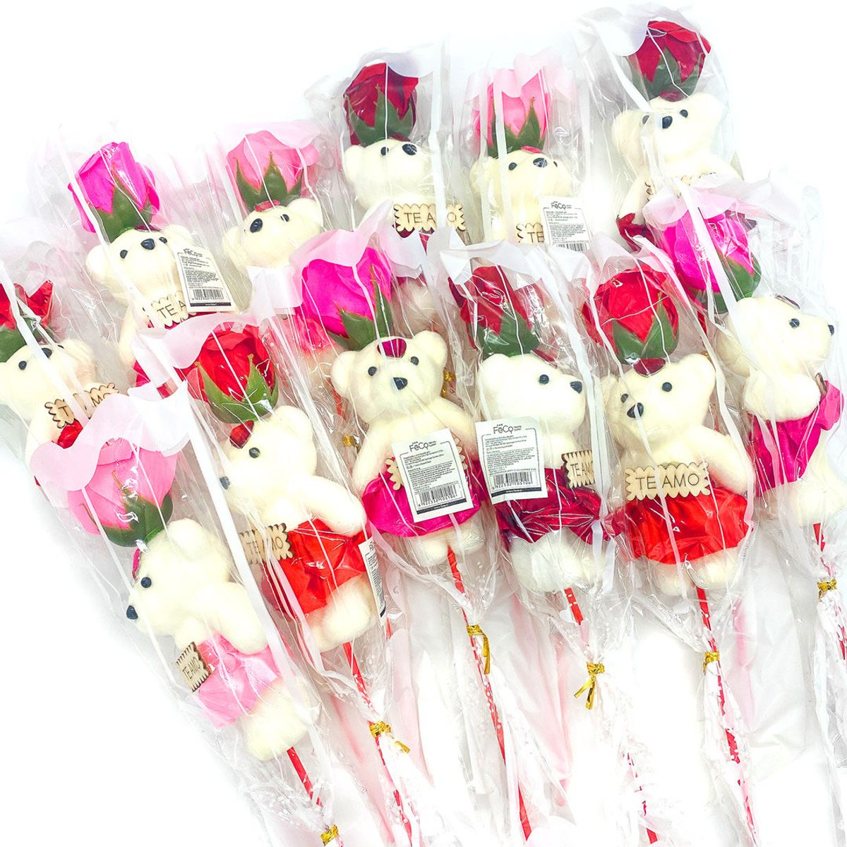 GENERICO - STICK SAN VALENTIN OSO CON ROSA X12 UNI