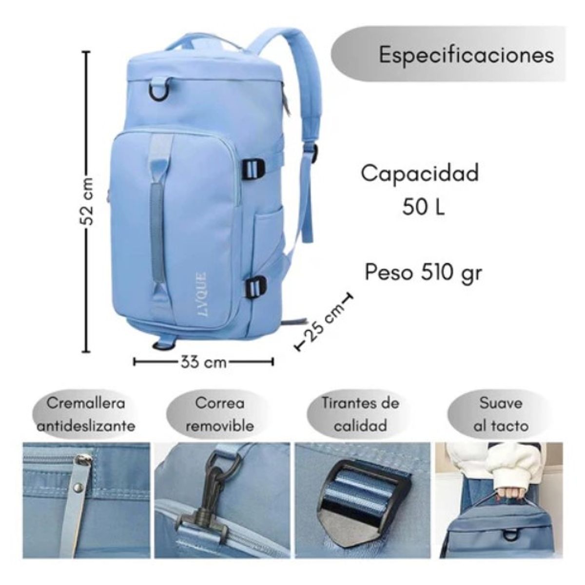 GENERICO - Bolso De Viaje Impermeable Mochila Multiusos Hombro Gimnasio