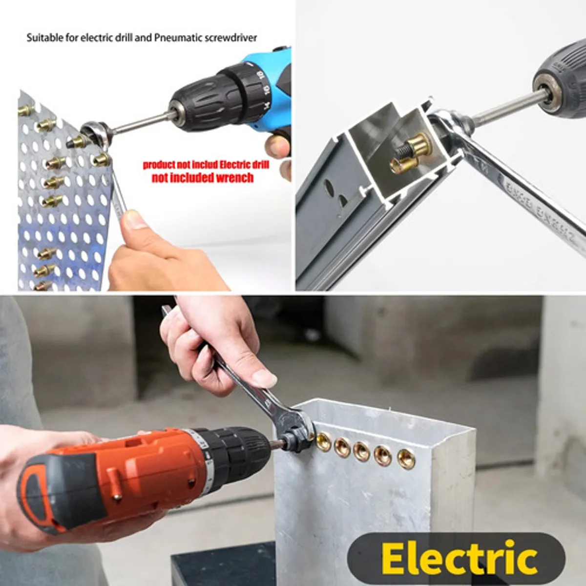 GENERICO - Kit 68pz Adaptador Taladro Remachadora Tuerca M3-m10 Remache