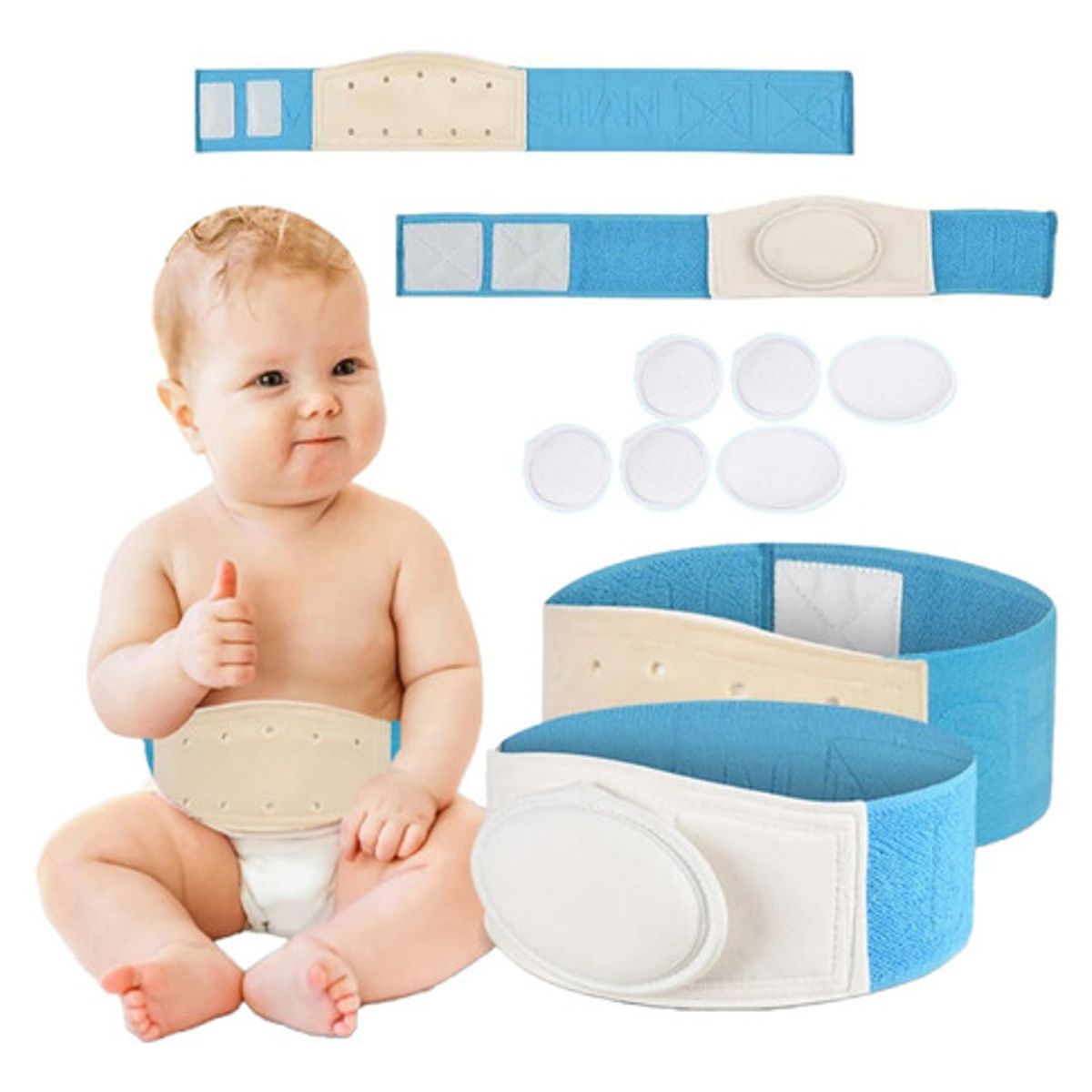 GENERICO - Kit 2x Cinturón Tratamiento Hernia Umbilical Faja Banda Bebé