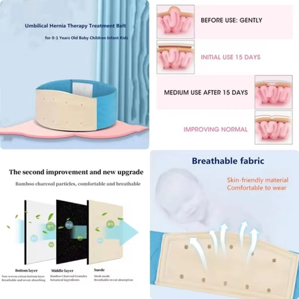 GENERICO - Kit 2x Cinturón Tratamiento Hernia Umbilical Faja Banda Bebé