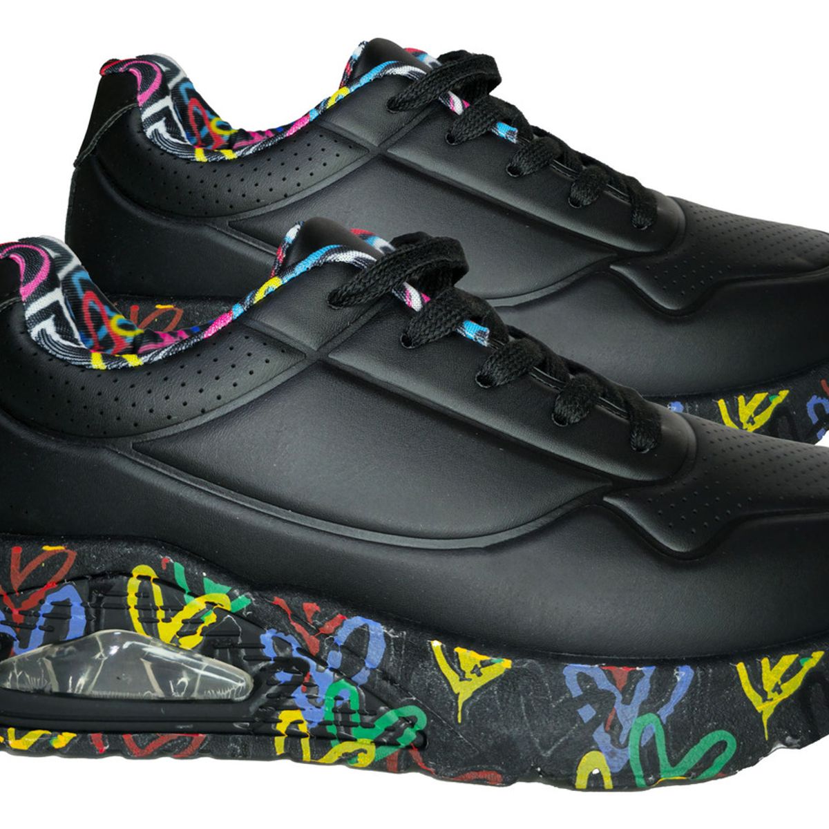 PAND G - Zapatillas Negras Urbanas Casual con Corazones tallas 36 al 41 7627