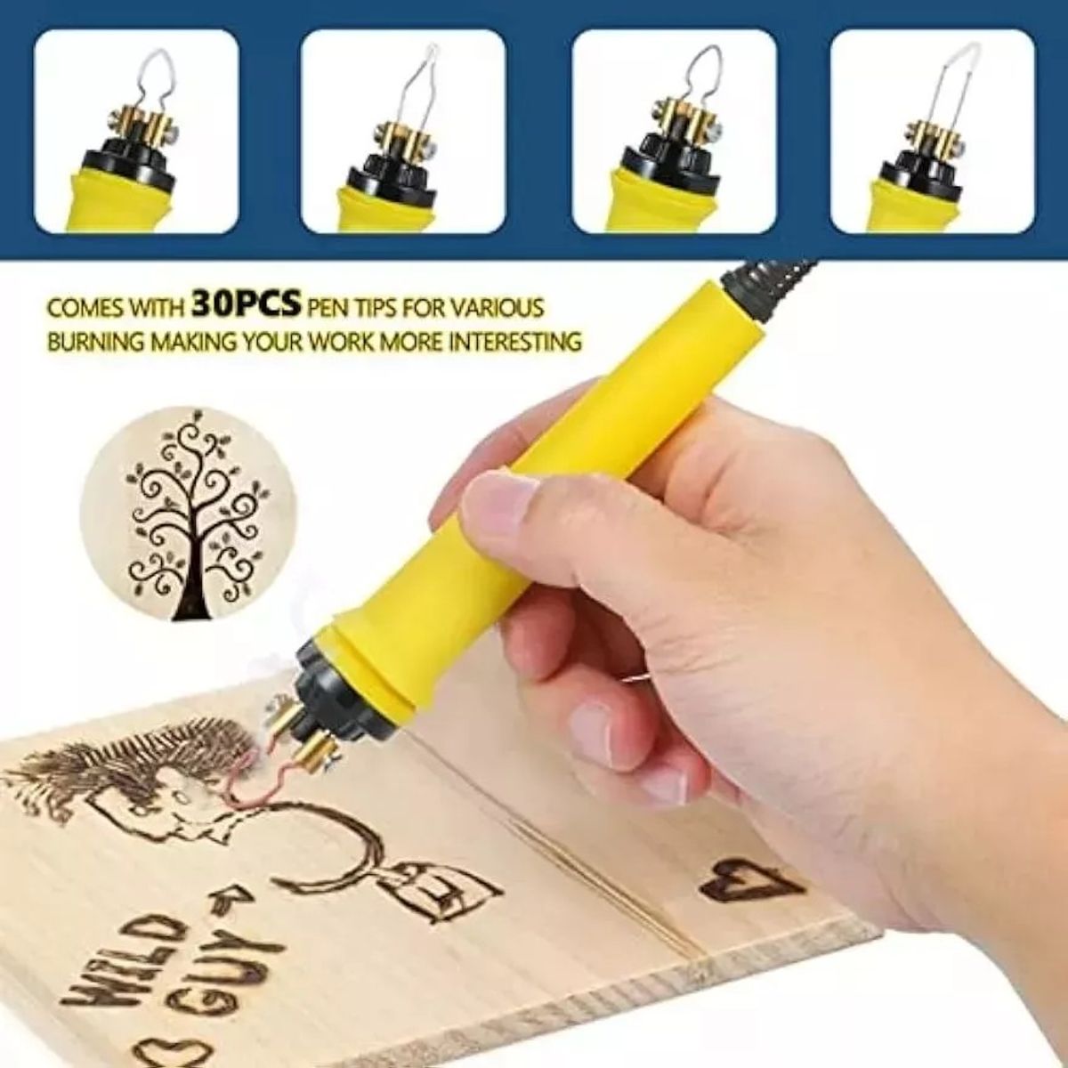 MUNDO MAGIA - Pirograbador Pirografo Maderas Cueros 20 Puntas 40w