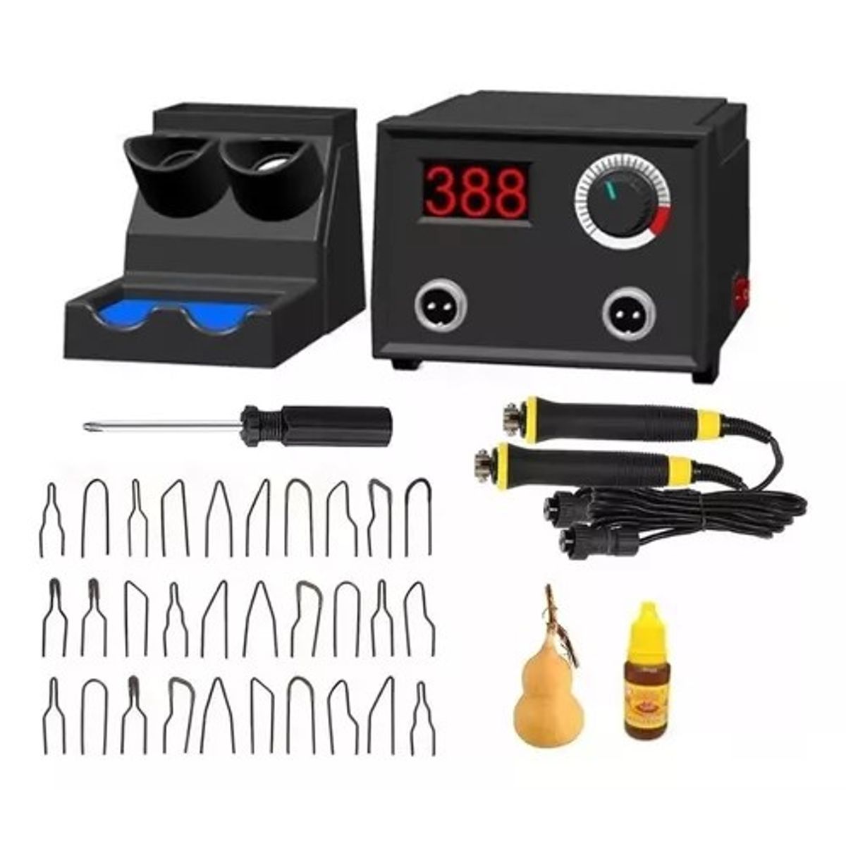 MUNDO MAGIA - Pirograbador Pirografo Maderas Cueros 20 Puntas 40w