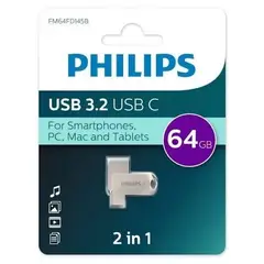 PHILIPS - PENDRIVE 2 en 1 TYPE C 3.2 (64GB)