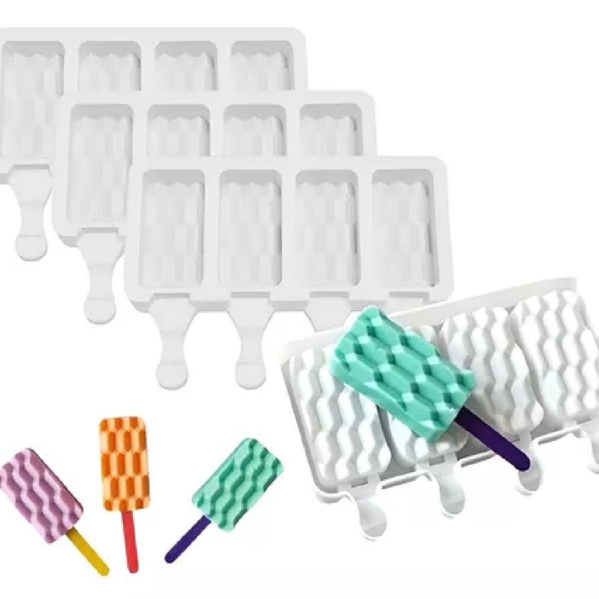 PASTELERIUSCL - Set X4 Moldes De Silicona Reposteria Molde Helados Paletas