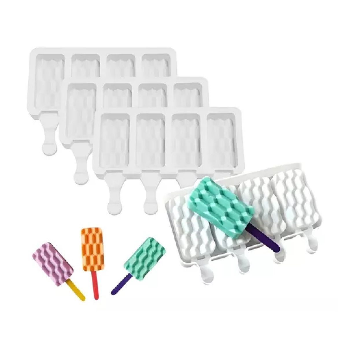 PASTELERIUSCL - Set X4 Moldes De Silicona Reposteria Molde Helados Paletas