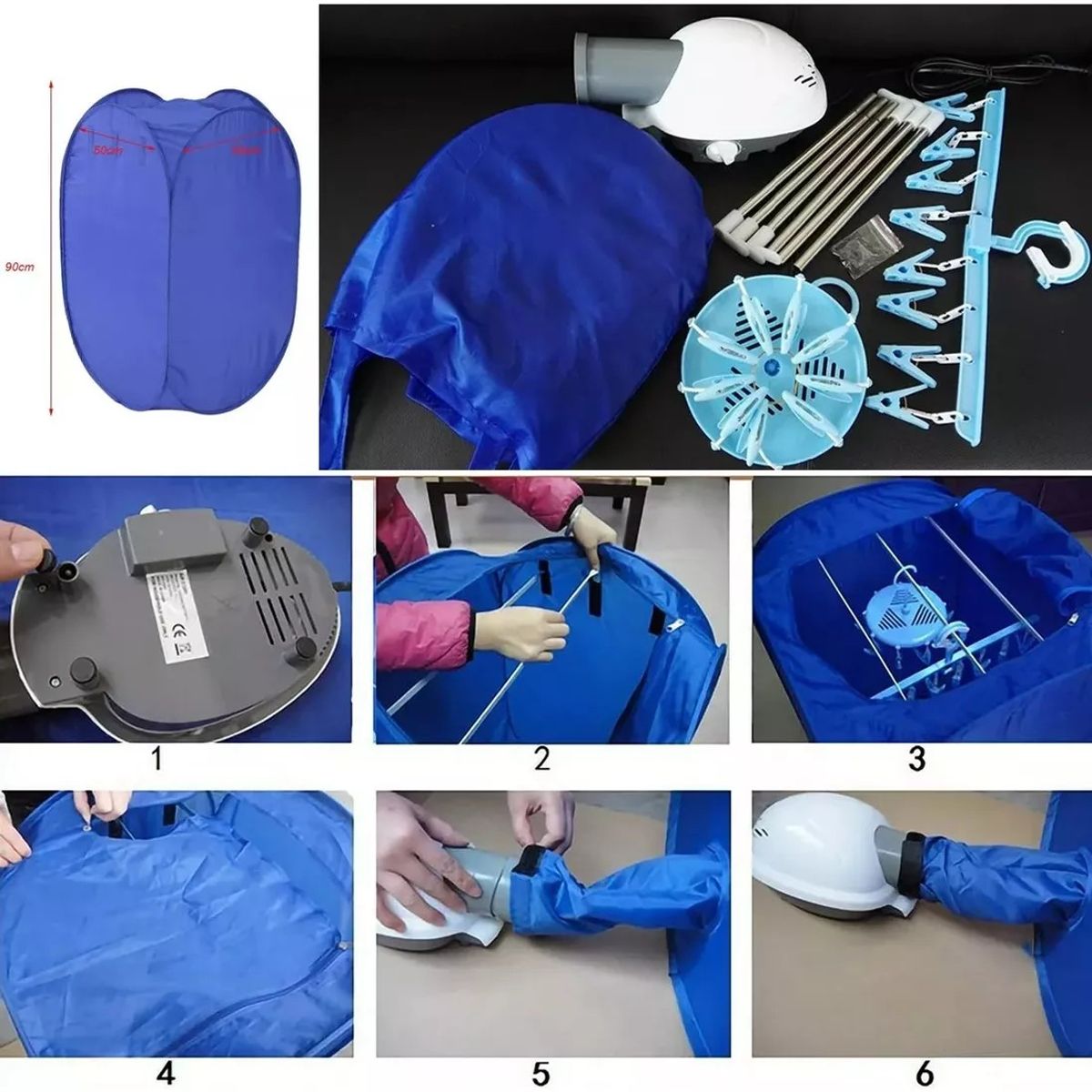 MUNDO MAGIA - Secador Ropa Eléctrico Portátil Plegable