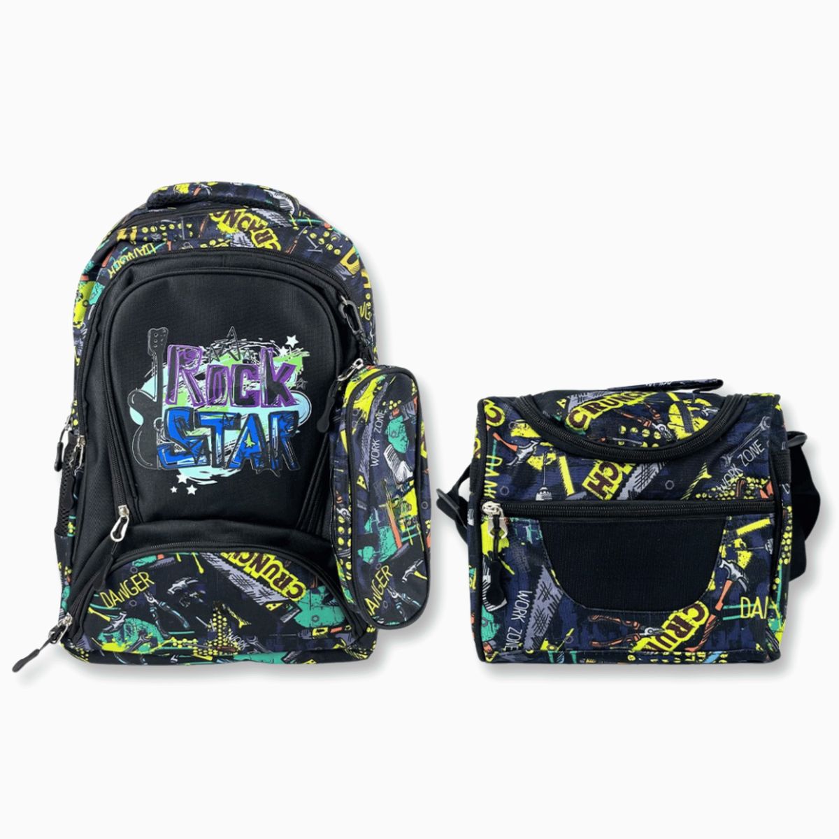 UTILISIMO - Pack Mochila Lonchera Y Estuche 45cmJuvenil Y Escolar Rock Star