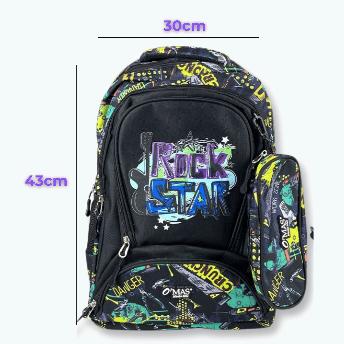 UTILISIMO - Pack Mochila Lonchera Y Estuche 45cmJuvenil Y Escolar Rock Star