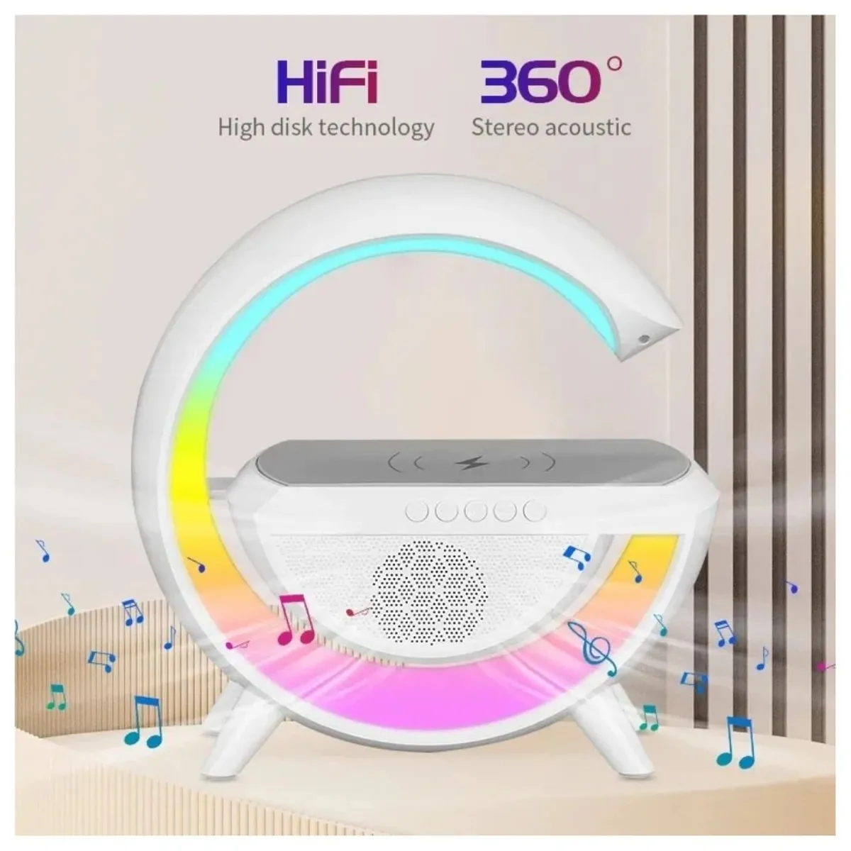 OEM - PARLANTE DE MESA G USB MULTICOLOR CON CARGADOR INALAMBRICO