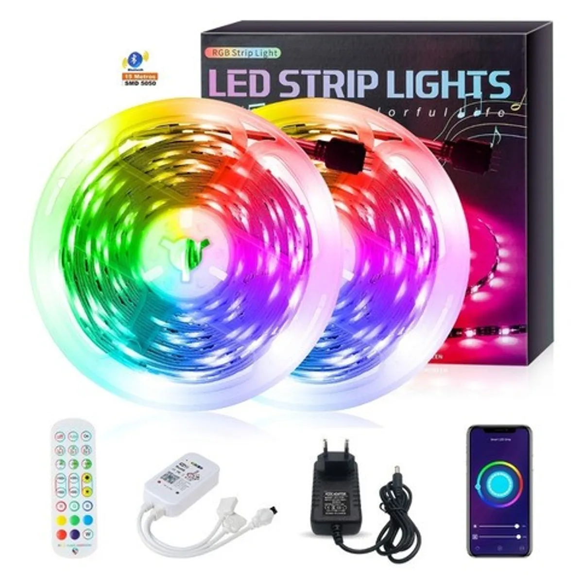 MUNDO MAGIA - Tira De Luces Led Rrgb Bluetooth Música 15 Metros