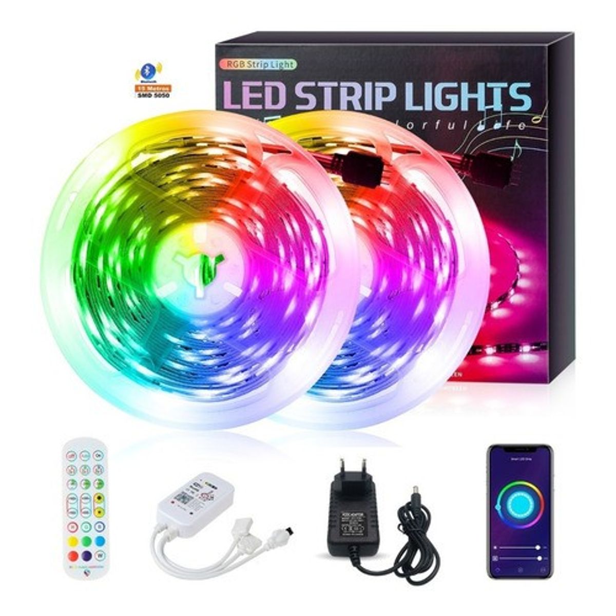 MUNDO MAGIA - Tira De Luces Led Rrgb Bluetooth Música 15 Metros