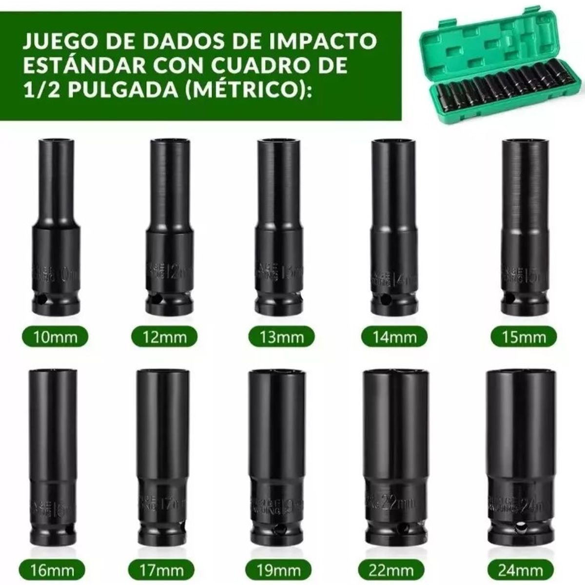 MUNDO MAGIA - Juego Herramientas Llave De Vaso Kit Mecanicas Dados 10 Pzs