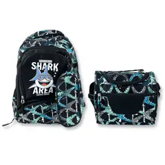 UTILISIMO - Pack Mochila Lonchera Y Estuche 45cm Juvenil Y Escolar Niño Shark