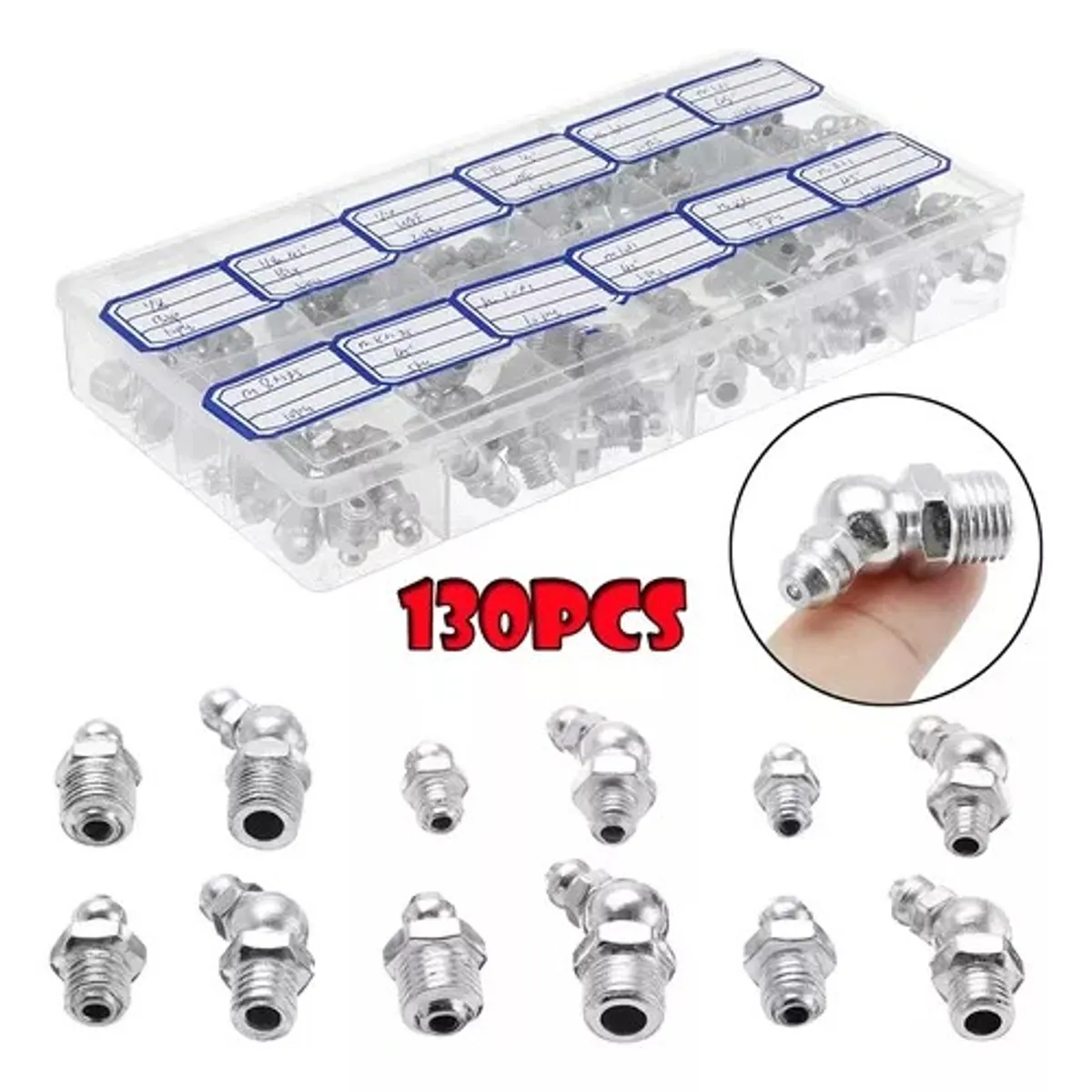 MUNDO MAGIA - 130pcs Boquillas De Engrase Hidráulicas Kits De Surtido