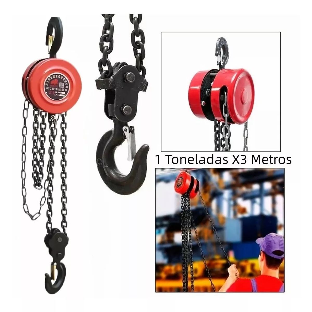 MUNDO MAGIA - Tecle Manual Con Cadena 1 Toneladas X3 Metros