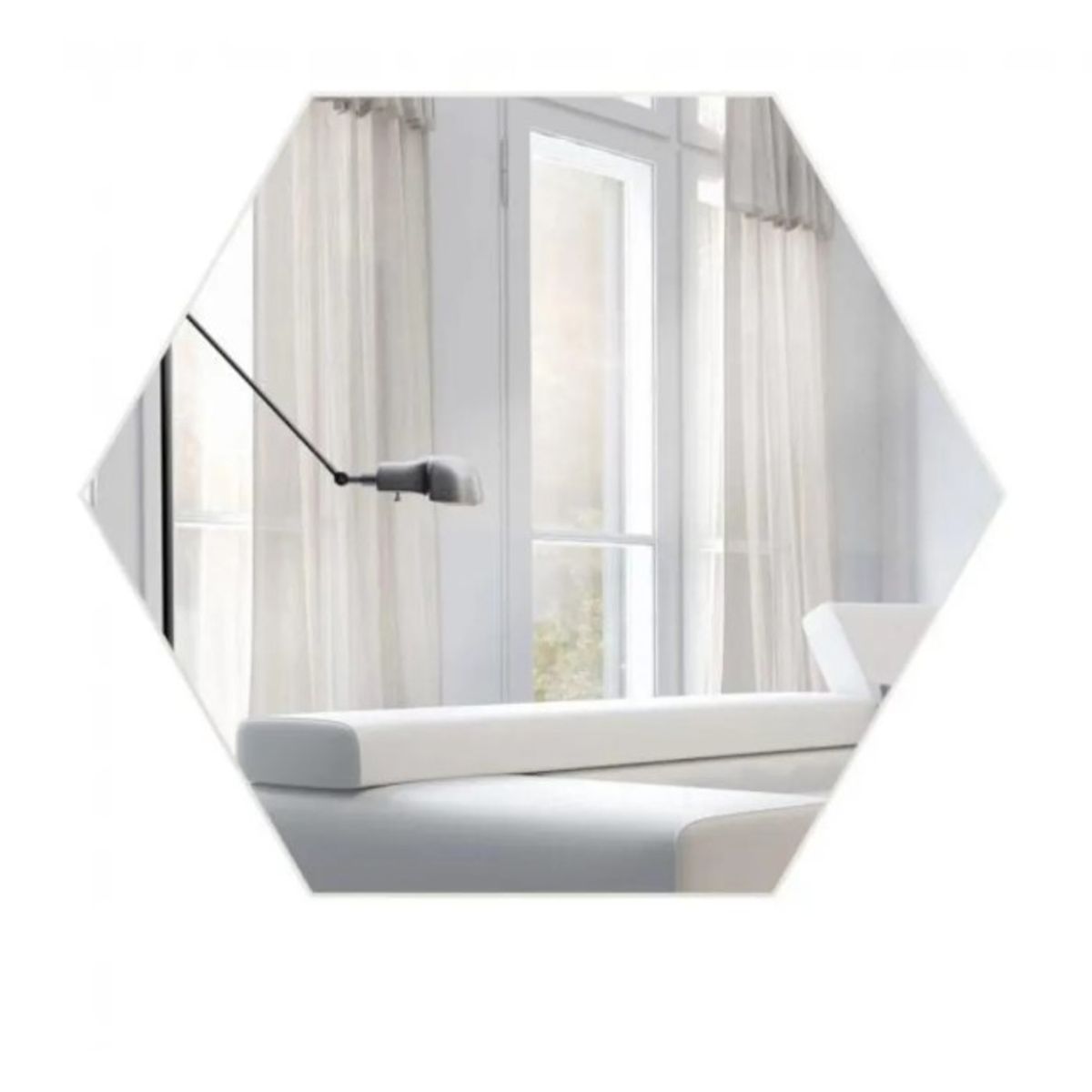 GENERICO - Espejo Decorativo Hexagonal Blanco De 34,5 Cm