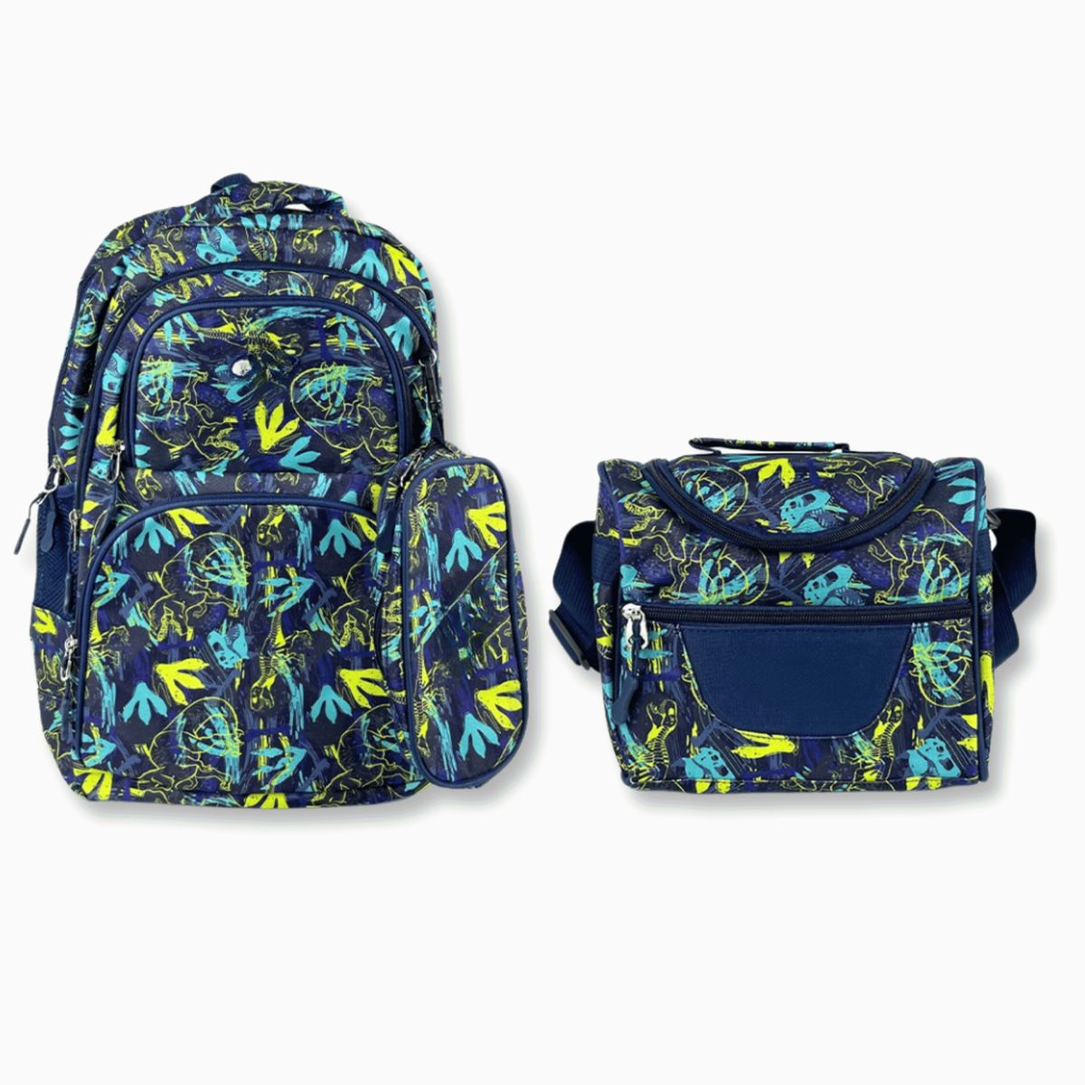 UTILISIMO - Pack Mochila Lonchera Y Estuche 45CM Juvenil y Escolar Dinosaur tracks